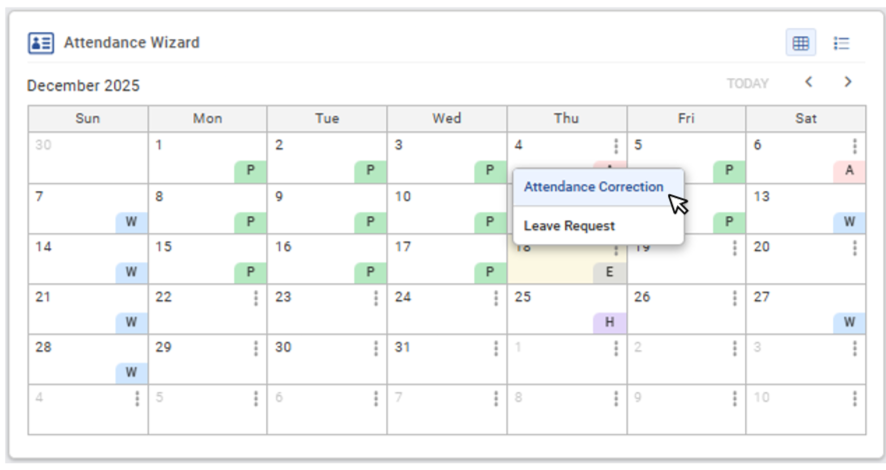 Minop Attendance Wizard for Leave Request and Attendance Correction